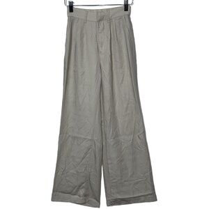 Abercrombie & Fitch Khaki Gray Lyocell Pleated High Waisted Wide Leg Pant Sz XXS